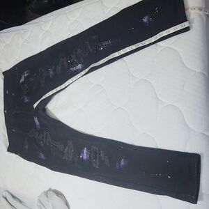 Focus Black with white and purple paint splatter jeans